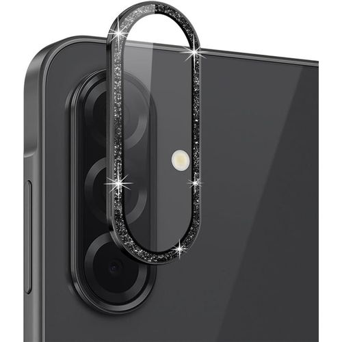 Protective camera lens cover for Samsung Galaxy A36 6.7 inch, metal ring studded with sparkling diamond rhinestones with tempered glass, full anti-scratch protection, (black)