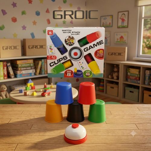 Groic Speed Cups Matching and Stacking Table Game with Bell