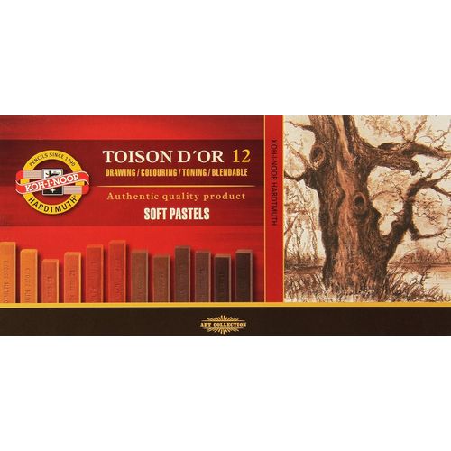 Koh-I-Noor Pack Of 12 TOISON D'ORArtist's Soft Pastels - Brown - No:8592