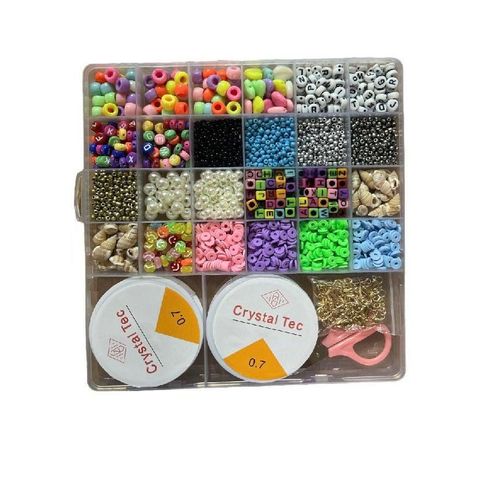 Glass Beads, 24 Slot Multicolor Baking Paint Beads Set Glass Beads Box Alphabet Pattern Beads for DIY Bracelets and Necklace