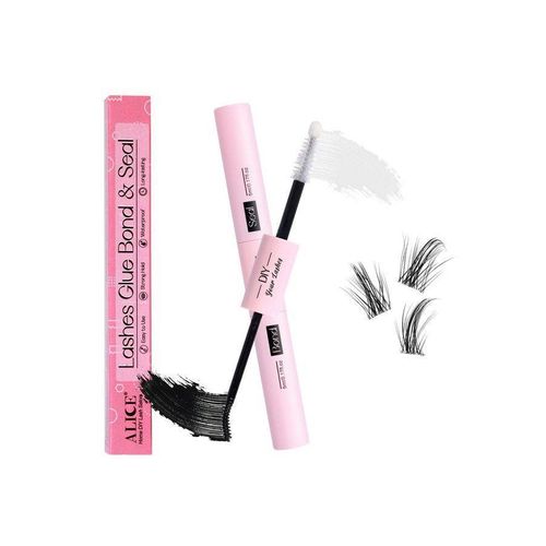 Lash Bond and Seal Cluster Lashes Glue for DIY Eyelash Extensions Individual Lash Glue for Clusters Eyelash Super Strong Hold Latex Free Waterproof Sealant Mascara Wand Eyelashes Glue (5ml×2)