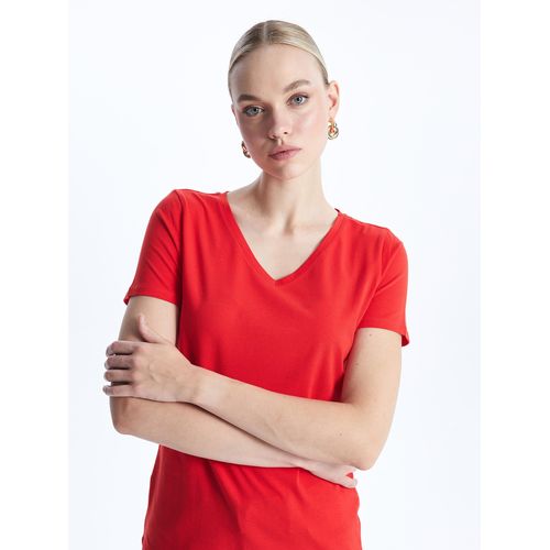 V-Neck Plain Short Sleeve Women's T-Shirt