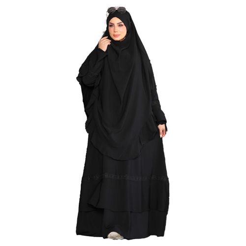 Edna Royal crepe material Consists of 2 pieces , Model 9055 , Black