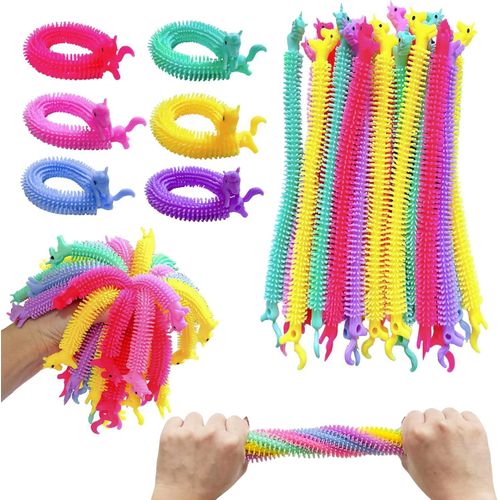 50PCS Unicorn Fidget Sensory Toy, Multicolor Stretchy Strings Toy for Stress Relief, Christmas Day Birthday Gift, Kids or Adults, Calming Party Favors