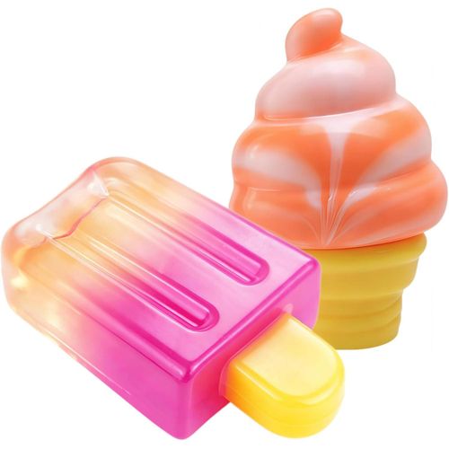 Ice Cream Squishy, Ice Cream Cone and Popsicle Squishy Squeeze Toy Set, Ice Cream Squeeze Squishy Toy for Party Favors, Birthday Gift, Anxiety Relief for Adults Everyone (Orange)