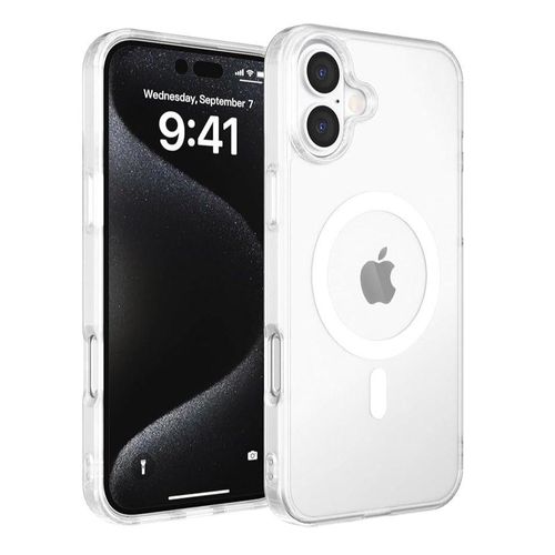 iPhone 16 Plus Clear Magnetic Cover Mag Safe Compatible Hybrid Protective Crystal Clear Hard Back Case Shockproof Silicone Frame Slim Transparent Case for Apple iPhone 16 Plus