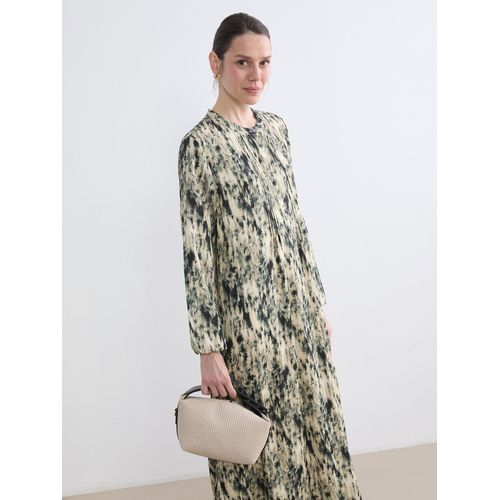 Grandad Collar Patterned Dress