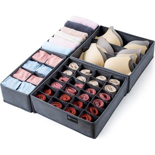 4-Piece Foldable Non-Woven Drawer Organizer Set, 4-piece set, foldable non-woven fabric, Practical Accessory for underwear, socks and Everyday Use