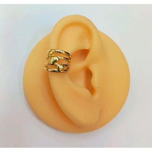 Sophisticated Multi-Layered Stainless Steel Ear Cuff with Heart Details