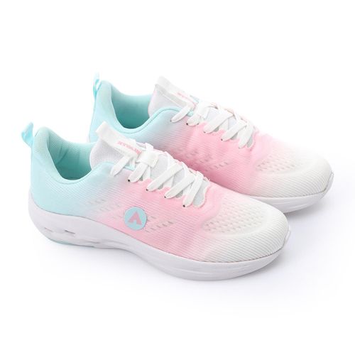 Gradient Colors Lace Up Sneakers - Light Blue, Pink, and White