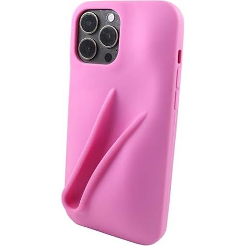 Soft-touch silicone mobile phone case for iPhone 13 Pro Max/12 Pro Max, simple matte design, shockproof and fingerprint-resistant cover (hot pink)