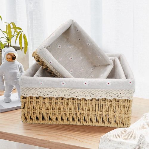 Set of 3 Storage Baskets - Woven Storage for Home Organization