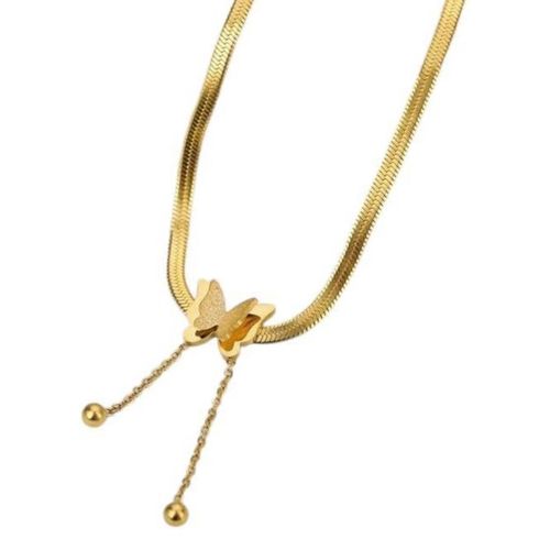 Butterfly for Women Gold Chain Stainless Steel Necklace Kpop Delicate Pendant Necklace Bridal Jewelry