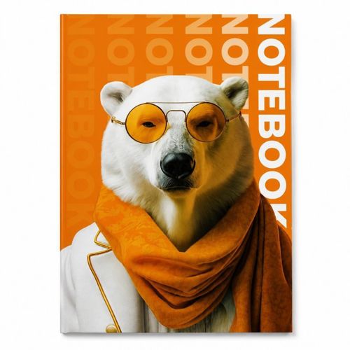Stapled 0.5 cm Grid University Notebook, 48 Sheets, Polar Bear Design, Bristol Coated Cover, A4