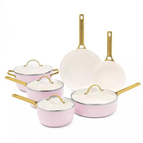 Greenpan 10-piece cookware set Padova Blush Pink