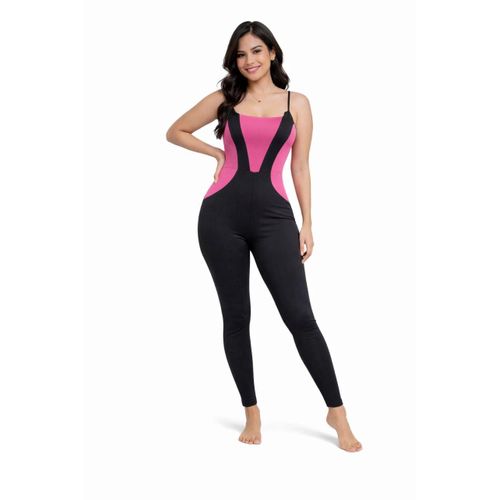 Women's jumpsuit, Lacoste fabric, pink and black color