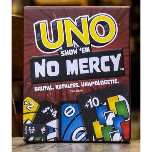 Mattel Games UNO Show No Mercy Card Game for Kids, Adults & Family Parties & Travel with Extra Cards, Special Rules & Tougher Penalties Brand Mattel Games