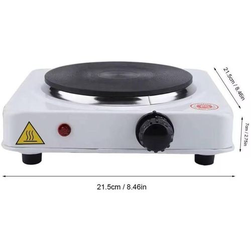 Single Burner Electric Hot Plate White Black Heat Dial Temperature Control Knob