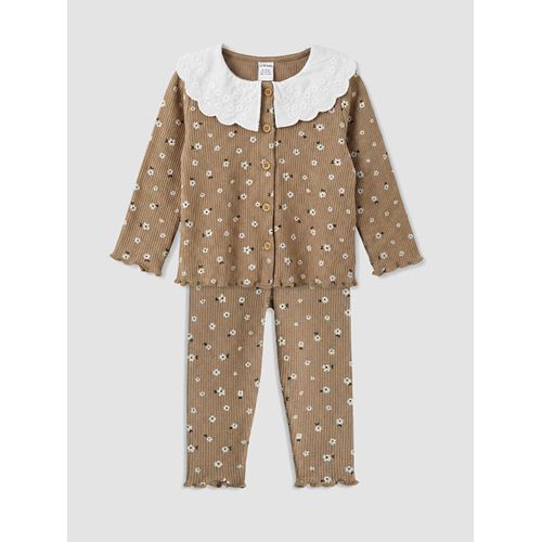 Peter Pan Collar Baby Girl's Cardigan And Leggings 2 Pack Set