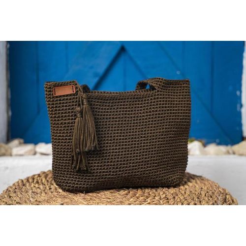 handmade crochet bag -brown