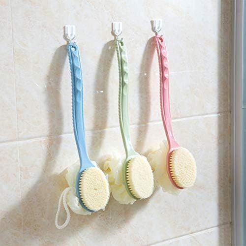 2 IN 1 Shower Brush with Soft Loofah and Bristles Bath Body Brush with Curved 36cm Long Handle Back Scrubber for Wet or Dry Men Women Body Face and Spa Washing Multicolor