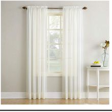 Voile Solid Pattern Curtain - Off White - 150X275 Cm