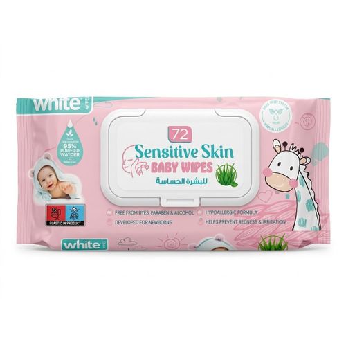Sensitive Skin Baby Wipes with Aloe Vera (72 Wipes)