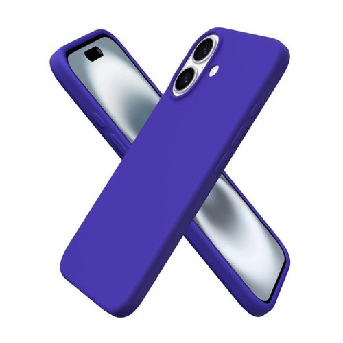 Compatible with iPhone 16 Case 6.1 Slim Liquid Silicone 4 Layers Soft Gel Rubber Shockproof Protective Phone Case with Anti Scratch Microfiber Lining (Blue Pepsi)