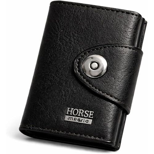 Luxury smart wallet for men - leather + carbon fiber - RFID protection with quick card removal - elegant and modern design