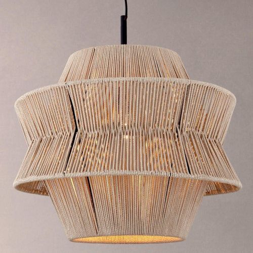 Mushkah Lighting Boho Beige Chandelier - Linen Thread - All Accessories Without Light Bulbs