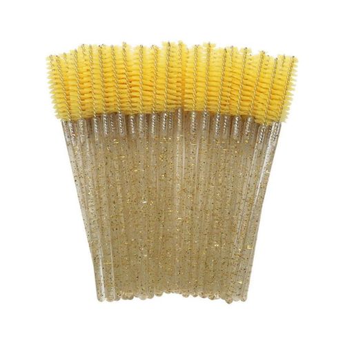 50-Piece Disposable Eyelash Mascara Brush Set Yellow