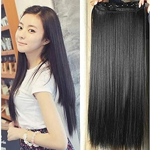 Synthetic Hair Extension Long Straight Black Color