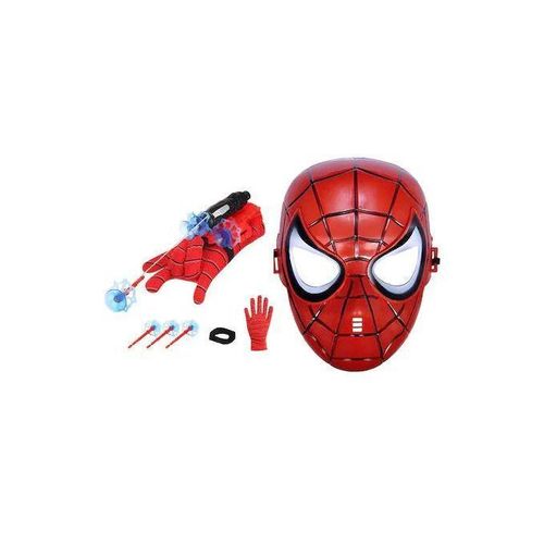 Spider Man Play Set Includes a red mesh mask decorative glove and mesh launcher with suction cups A safe and fun play set for children The perfect gift for Spider Man fans for imaginative and creative play