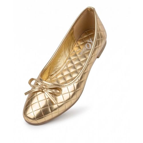 Elegant Metallic Ballet Flats with Decorative Bow