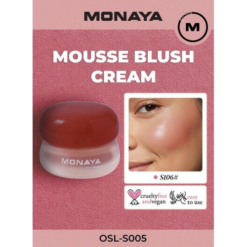 S005 Mousse Blush Cream,Lightweight, Makeup for Natural Glow, Lip & Cheek Tint, Makeup Essential â 4g Each