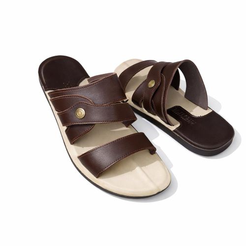 Men's flat slippers in genuine leather