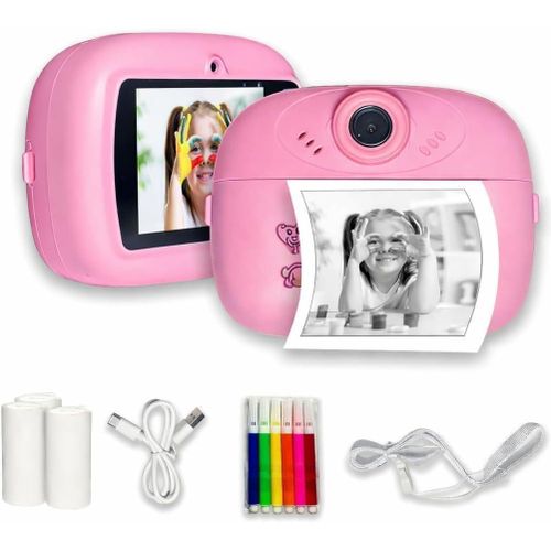 RFV1 Mini Camera Printer, Click Photo Print, Inkless Bluetooth HD Print Compatible with Android, iOS Mobile. Instant Print Pictures and Labels for Boys and Girls,Best Gift for Kids (Cute Unicorn)