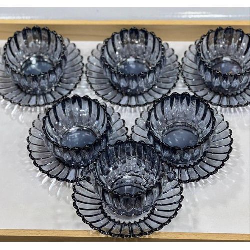 6pcs Modern Glass Bowl with 6 pcs of plates Set, Latest Model