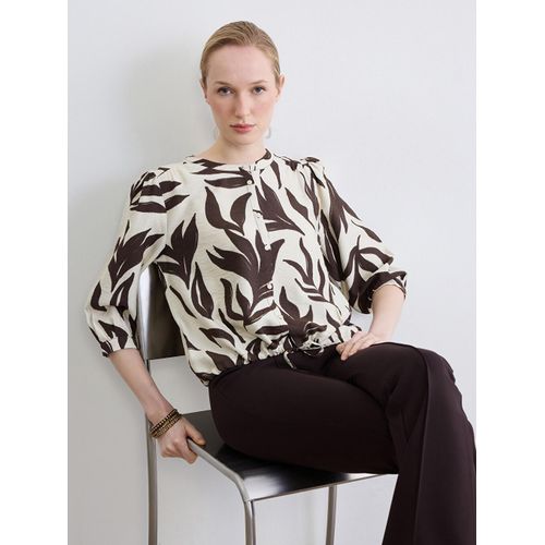 Crew Neck Patterned Blouse