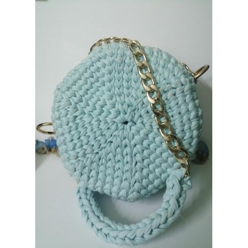 Stylish Handmade Crossbody Bag - Light Blue