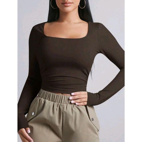 Stretch basic square cotton - two layers long sleeve with hole finger