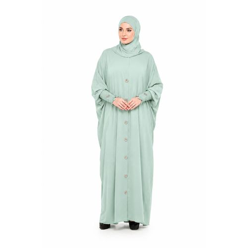 mint - Women's Classic Abaya in Deep Purple, Elegant Front Button Design with Loose Fit, Perfect for Daily & Formal Occasions with Hijab
