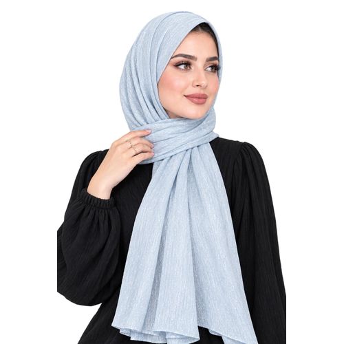 Crinkle Scarf with Subtle Shine – Light Blue – 2m × 1m