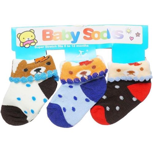 OF-741-2 طقم جوارب مكون من 3 قطع للأطفال مقاس 0-12 شهر - متعدد الألوان