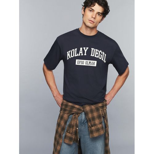 Crew Neck Slogan Printed Jersey Men's T-Shirt