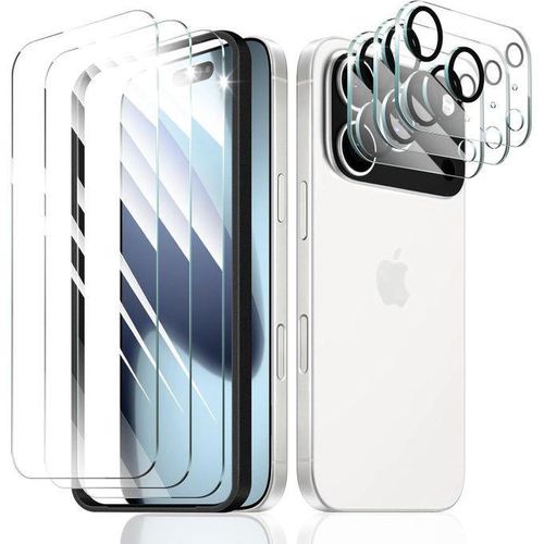 Screen protector with camera lens guard for Apple iPhone 17 Pro Max, dual-layer HD tempered glass, shatterproof, 9H hardness, anti-break and scratch resistant, by Vinorao, 3-pack + 3-pack
