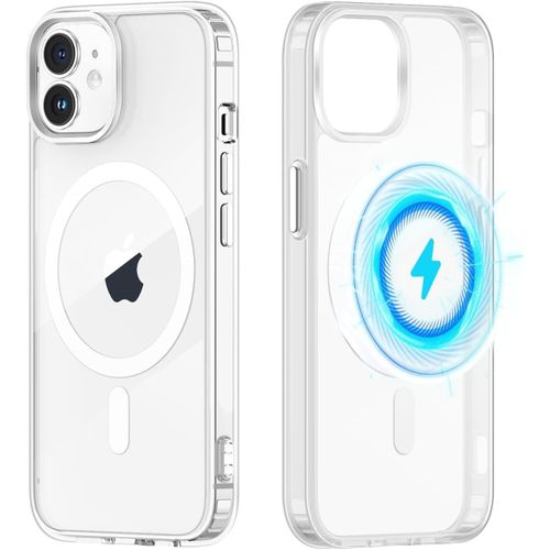 for iPhone 11 (6.1 Inch) Case (Compatible with MagSafe) (Strong Magnet) (Non-Yellowing) Magnetic Slim Thin Bumper Phone Cover, Lightweight, and Durable - Clear