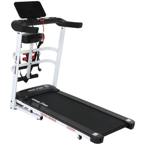V2500NM-Foldable Multi-function Motorized Treadmill DC Motor 2.5HP LED Display 120KG, Black & White