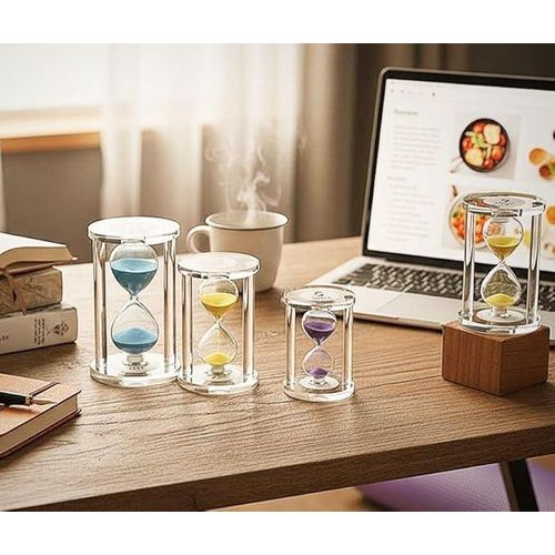 Crystal Hourglass Hourglass Time, Clear Glass, Colorful Sand, Elegant Desk Decor (5 Minutes)