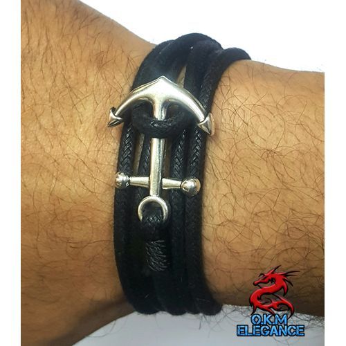 Swivel Bracelet of Black Lubricated Cord of Elegance - O.K.M